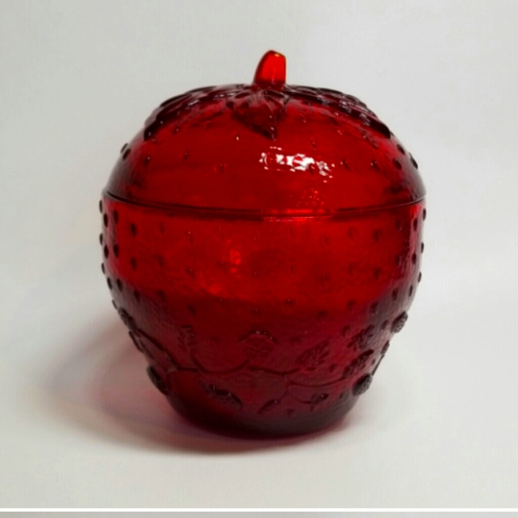 Longaberger Other - 🍓 Longaberger Red Strawberry Glass Club Jar NEW